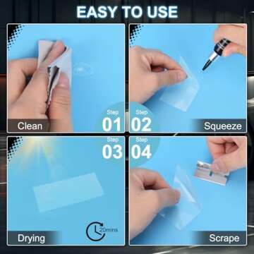 Kunsia Windshield Crack Repir Kit (2pcs) Rock Chip Repair Kit Windshield Repair Kit for Chips and Cr...