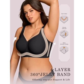 OEAK Women's Wireless Jelly Bra for Plus Size Support & Comfort