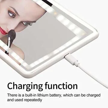 Car Sun Visor Vanity Mirror Rechargeable with 3 Light Modes & 60 LEDs, Mirror for Truck SUV Rear View Dimmable Touch Screen, Mirror Accessories for Women Girl (White)