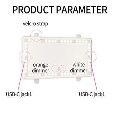 Car Sun Visor Vanity Mirror Rechargeable with 3 Light Modes & 60 LEDs, Mirror for Truck SUV Rear View Dimmable Touch Screen, Mirror Accessories for Women Girl (White)