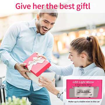 Car Sun Visor Vanity Mirror Rechargeable with 3 Light Modes & 60 LEDs, Mirror for Truck SUV Rear View Dimmable Touch Screen, Mirror Accessories for Women Girl (White)