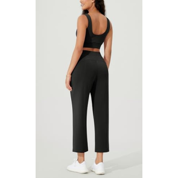 ODODOS Women's Modal Soft Relaxed Cropped Pants High Waist Casual Wide Leg Pants with Pockets - 25" Inseam, Black, Medium