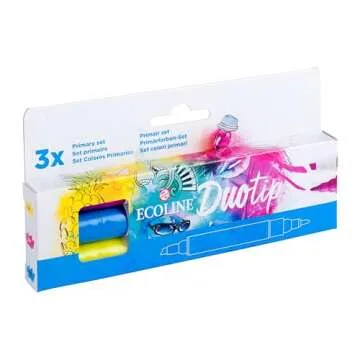 Ecoline Talens Duotip Primary Paint Set 3 Colours 2 Tips Brush Pen