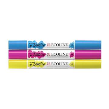 Ecoline Talens Duotip Primary Paint Set 3 Colours 2 Tips Brush Pen