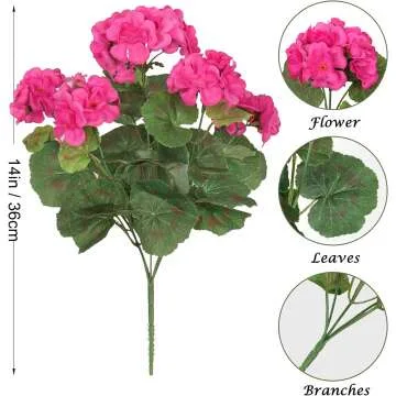 Red Geranium Silk Flowers - 3 Pack Outdoor Decor