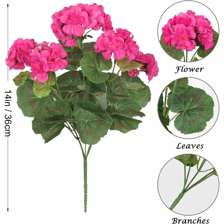 Red Geranium Silk Flowers - 3 Pack Outdoor Decor