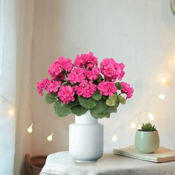 Red Geranium Silk Flowers - 3 Pack Outdoor Decor