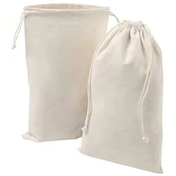 DR Cotton Muslin Drawstring Bags 12-Pack Unbleached Storage