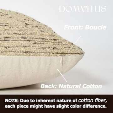 DOMVITUS Boucle Pillow Covers, 18x18 Throw Pillow Covers Couch Pillows for Living Room, Decorative Neutral Farmhouse Pillow Covers Textured Accent Pillow Covers, 1PC, Cream Brulee