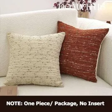 DOMVITUS Boucle Pillow Covers, 18x18 Throw Pillow Covers Couch Pillows for Living Room, Decorative Neutral Farmhouse Pillow Covers Textured Accent Pillow Covers, 1PC, Cream Brulee