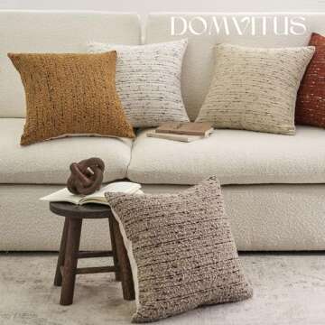 DOMVITUS Boucle Pillow Covers, 18x18 Throw Pillow Covers Couch Pillows for Living Room, Decorative Neutral Farmhouse Pillow Covers Textured Accent Pillow Covers, 1PC, Cream Brulee
