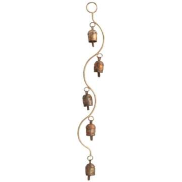 Traditional Indian Curved Stem Wind Chime with Authentic Bells - Available in 5 or 7 Bell Variants, ...