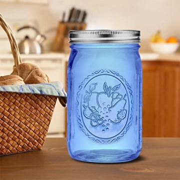 Eleganttime Blue Mason Jars 32 oz - Stylish 6 Pack for Storage