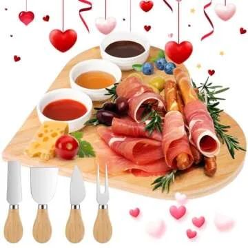 Domensi Heart-Shaped Bamboo Cutting Board Set for Gifts