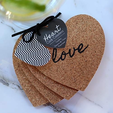 Heart Cork Coasters Set of 4 - Perfect for Gifts and Decor