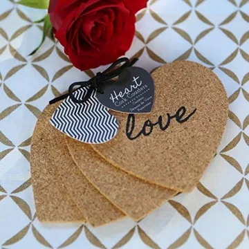 Heart Cork Coasters Set of 4 - Perfect for Gifts and Decor