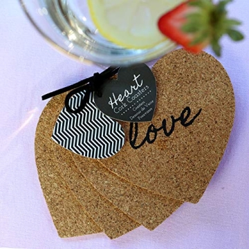 Heart Cork Coasters Set of 4 - Perfect for Gifts and Decor