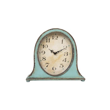 Creative Co-Op Mantel Clock in Distressed Aqua Finish