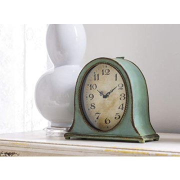Creative Co-Op Mantel Clock in Distressed Aqua Finish