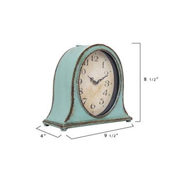 Creative Co-Op Mantel Clock in Distressed Aqua Finish