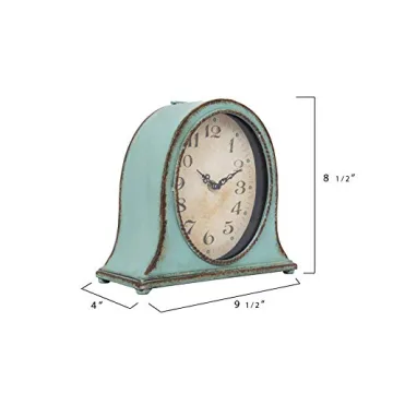Creative Co-Op Mantel Clock in Distressed Aqua Finish
