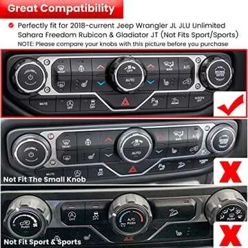Air Conditioner Switch Knob Cover for 2018-2025 Jeep Wrangler JL JLU Gladiator JT Bling Crystal Rhin...