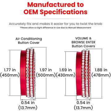 Air Conditioner Switch Knob Cover for 2018-2025 Jeep Wrangler JL JLU Gladiator JT Bling Crystal Rhinestone Button Cover Decoration Twist Ring Trim Interior Accessories Aluminum Alloy (Red 3PCS)