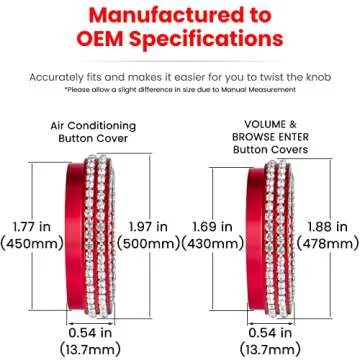Air Conditioner Switch Knob Cover for 2018-2025 Jeep Wrangler JL JLU Gladiator JT Bling Crystal Rhinestone Button Cover Decoration Twist Ring Trim Interior Accessories Aluminum Alloy (Red 3PCS)