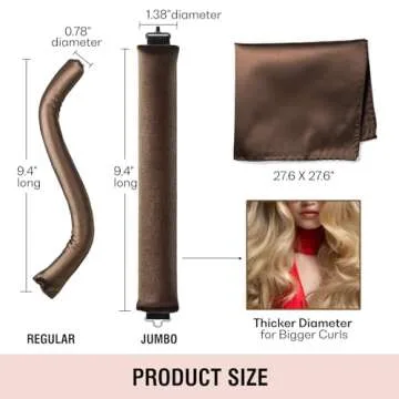 BLINKEEN Heatless Overnight Hair Curling Set with Scarf, Velvet Rods with Hook, No Heat Curlers All Hair Types, Jumbo Hair Rollers for Blowout Hair