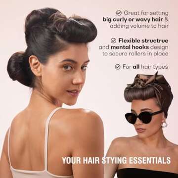 BLINKEEN Heatless Overnight Hair Curling Set with Scarf, Velvet Rods with Hook, No Heat Curlers All Hair Types, Jumbo Hair Rollers for Blowout Hair