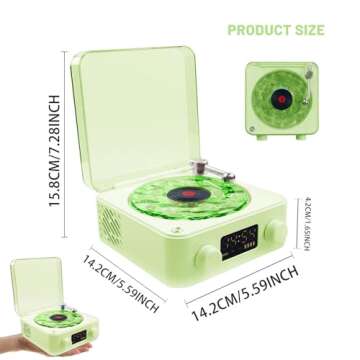 Wave Vinyl Bluetooth Speaker with Adjustable Ambient Lights,Music Player with 4 Modes,Vintage Record...