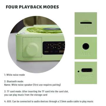 Wave Vinyl Bluetooth Speaker with Adjustable Ambient Lights,Music Player with 4 Modes,Vintage Record Model Players with Time,Small Record Player for Room Desk,Waves Speaker(Green)