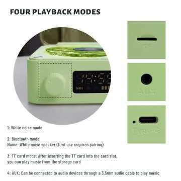 Wave Vinyl Bluetooth Speaker with Adjustable Ambient Lights,Music Player with 4 Modes,Vintage Record Model Players with Time,Small Record Player for Room Desk,Waves Speaker(Green)