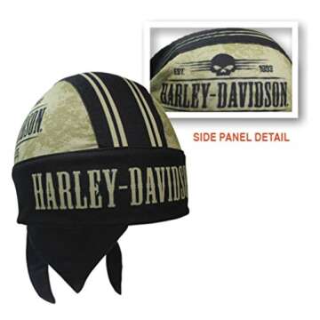 Harley-Davidson Men's Grunge Skull H-D Head Wrap, Black & Khaki HW22212