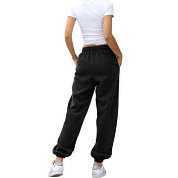 HeSaYep Women's High Waisted Sweatpants Workout Active Joggers Pants Baggy Lounge Bottoms,Black XXL