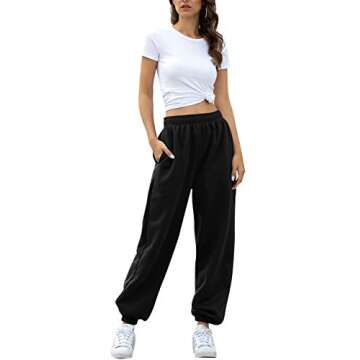 HeSaYep Women's High Waisted Sweatpants Workout Active Joggers Pants Baggy Lounge Bottoms,Black XXL
