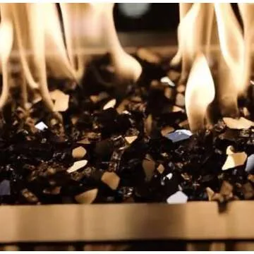 High Luster, 1/4" Reflective Tempered Fire Glass in Dark Matter Black, 10 Pound Jar, by Celestial Fire Glass