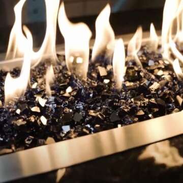 High Luster, 1/4" Reflective Tempered Fire Glass in Dark Matter Black, 10 Pound Jar, by Celestial Fire Glass