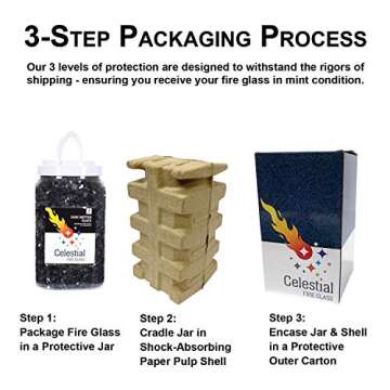 High Luster, 1/4" Reflective Tempered Fire Glass in Dark Matter Black, 10 Pound Jar, by Celestial Fire Glass