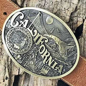 Montana Silversmiths State Heritage Attitude Western Belt Buckle (60811) (California - Antiqued Brass)