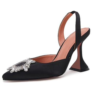 VETASTE Women's Elegant Crystal Slingback High Heel Pumps for Wedding & Party