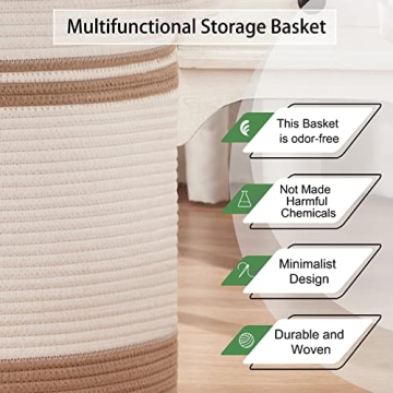 OIAHOMY Large Storage Basket with Handles for Home