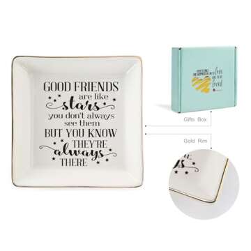 HOME SMILE Good Friends Bestie Gifts for Her Ring Trinket Dish Jewelry Tray-Good Friends are Like St...