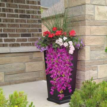 Ammyoo 2 PCS Artificial Bougainvillea Bouquet Flowers,49 inches Triangle Plum Blooming Silk Bouquet for Home Centerpieces Garden Party Indoor Outdoor Spring Summer Decoration(Fuchsia)