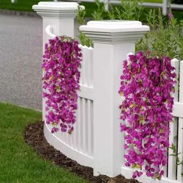 Ammyoo 2 PCS Artificial Bougainvillea Bouquet Flowers,49 inches Triangle Plum Blooming Silk Bouquet for Home Centerpieces Garden Party Indoor Outdoor Spring Summer Decoration(Fuchsia)