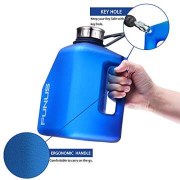 POPICHIC Water Bottle 2.7L Big Workout Gallon Jug Leak Proof for Sports Hiking Gym Outdoor (Matt Blue)