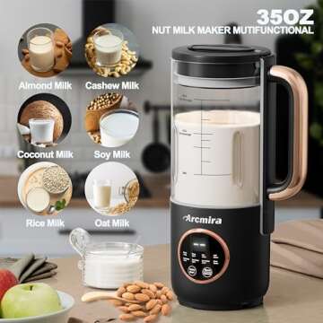 𝟴 𝗶𝗻 𝟭 Automatic Nut Milk Maker, 35 oz(1000ml) Homemade Oat, Soy, Plant-Based and Dairy Free Beverages, Almond Milk Maker with Delay Start/Keep Warm/Boil Water, Soy Milk Maker with Nut Milk Bag