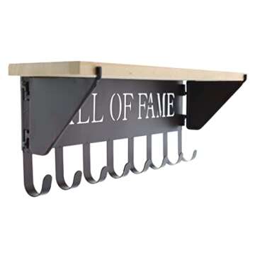 Top Brass Medal Hanger with Trophy Display Shelf - 8 Hook Ribbon Holder - Wall of Fame