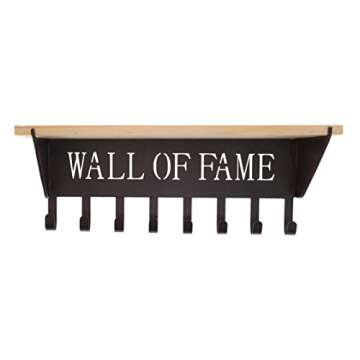 Top Brass Medal Hanger with Trophy Display Shelf - 8 Hook Ribbon Holder - Wall of Fame