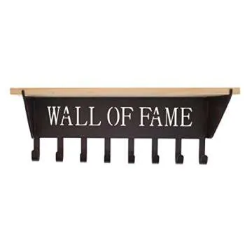 Top Brass Medal Hanger with Trophy Display Shelf - 8 Hook Ribbon Holder - Wall of Fame